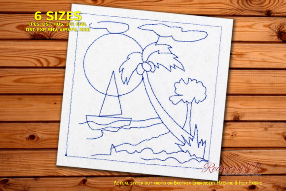 Beach Scene with Palm Tree and Boat