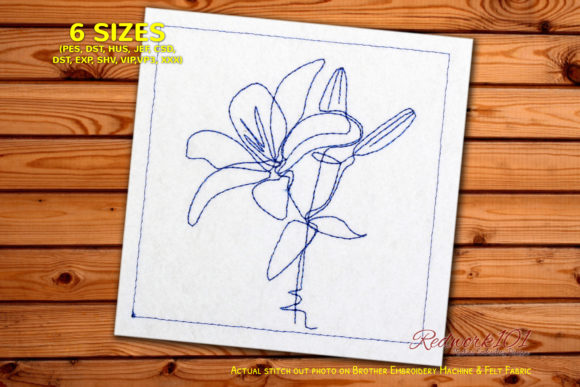 Beautiful Lilies Blooming Redwork