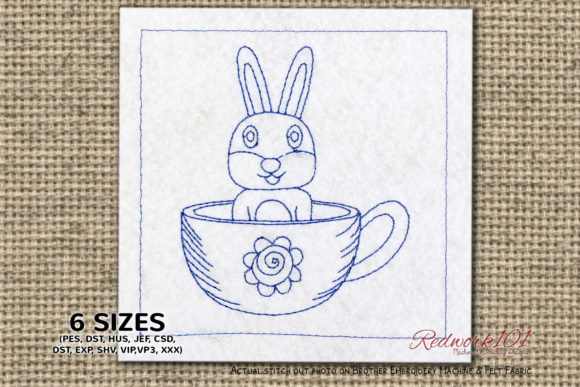 Easter Bunny in Coffee Cup Redwork Review