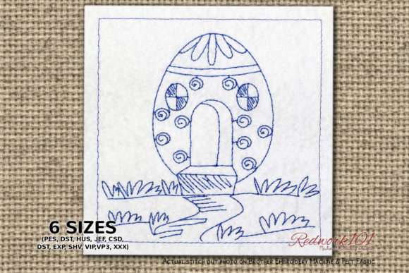Easter Egg House with Door Redwork Review