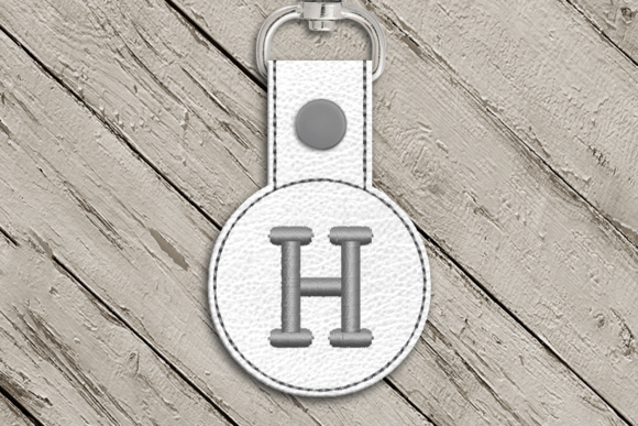 Letter H ITH Round Key Fob Applique