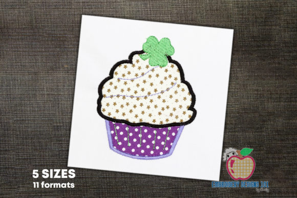 Shamrock Cupcake Applique Pattern for Boutique Apparel