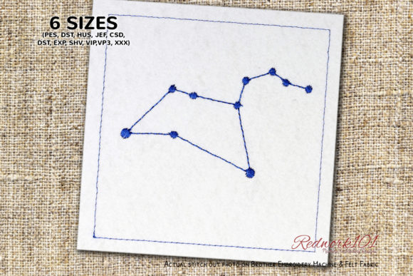 Star Constellation of Leo in Sky Redwork